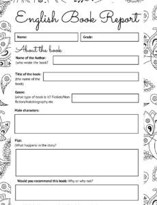 Costum Book Report For 4Th Graders Template Doc Example