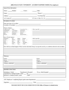 Costum Motor Accident Report Form Template Word Sample