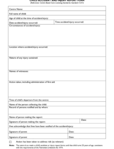 Costum Motor Vehicle Accident Report Form Template  Sample