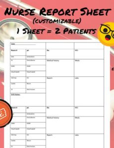 Costum Nurse To Nurse Report Sheet Template Word