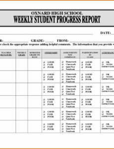 Costum Student Weekly Progress Report Template  Sample