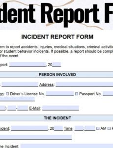 Costum Workers Comp Incident Report Template Excel Example