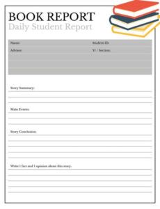 Editable 1St Grade Book Report Template  Sample