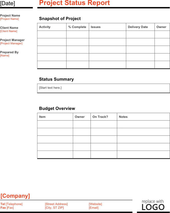 Editable 4 Box Project Status Report Template  Sample