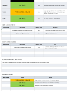 Editable Weekly Project Status Report Template Excel Sample