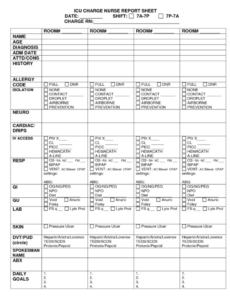 Free 24 Hour Nursing Shift Report Template Word Sample