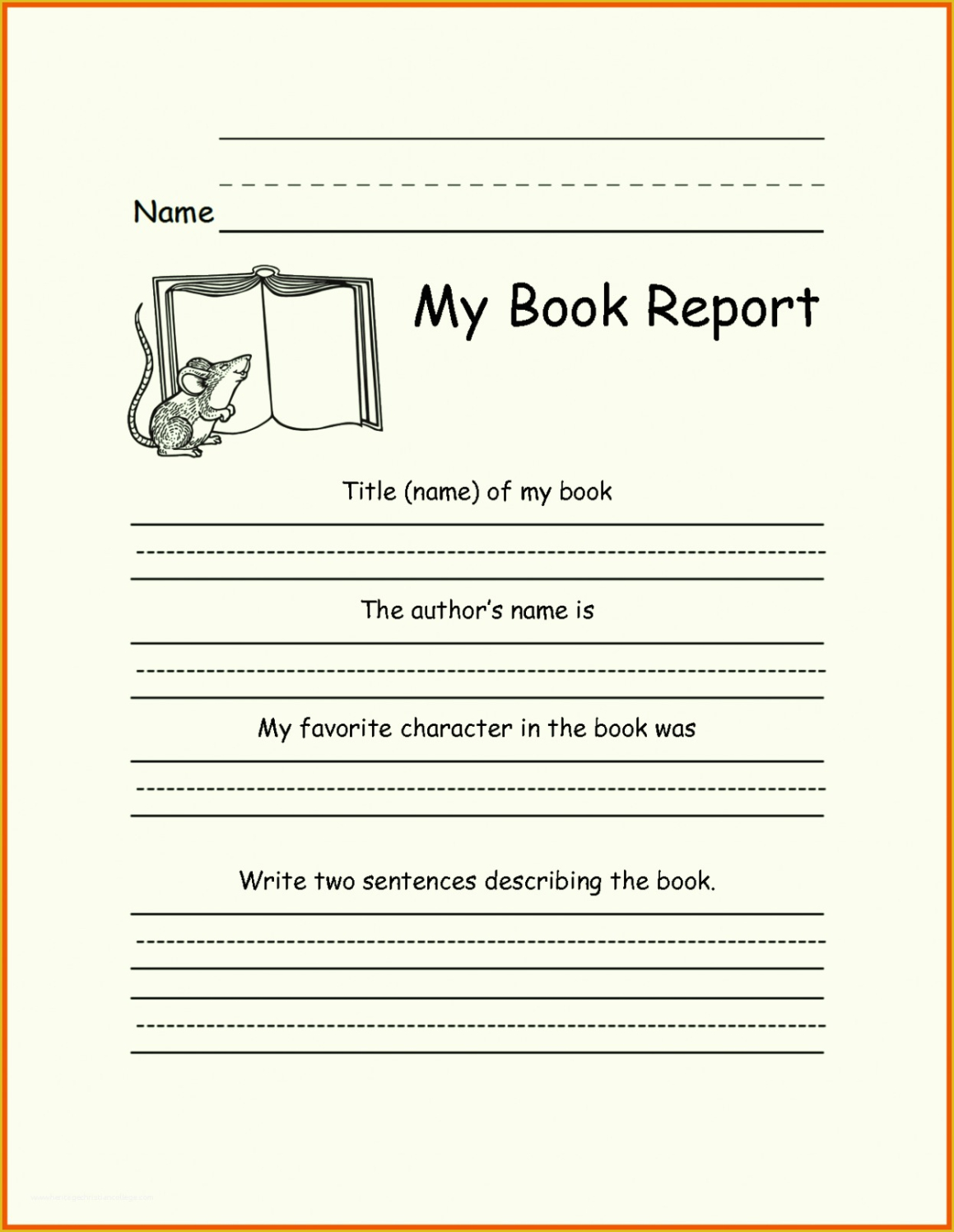 Free 2Nd Grade Book Report Template Pdf Sample