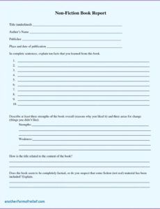 Free 5Th Grade Book Report Template Pdf Example