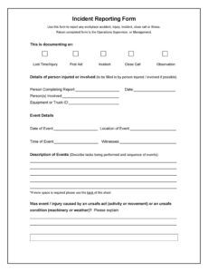 Free Accident And Incident Report Form Template Word