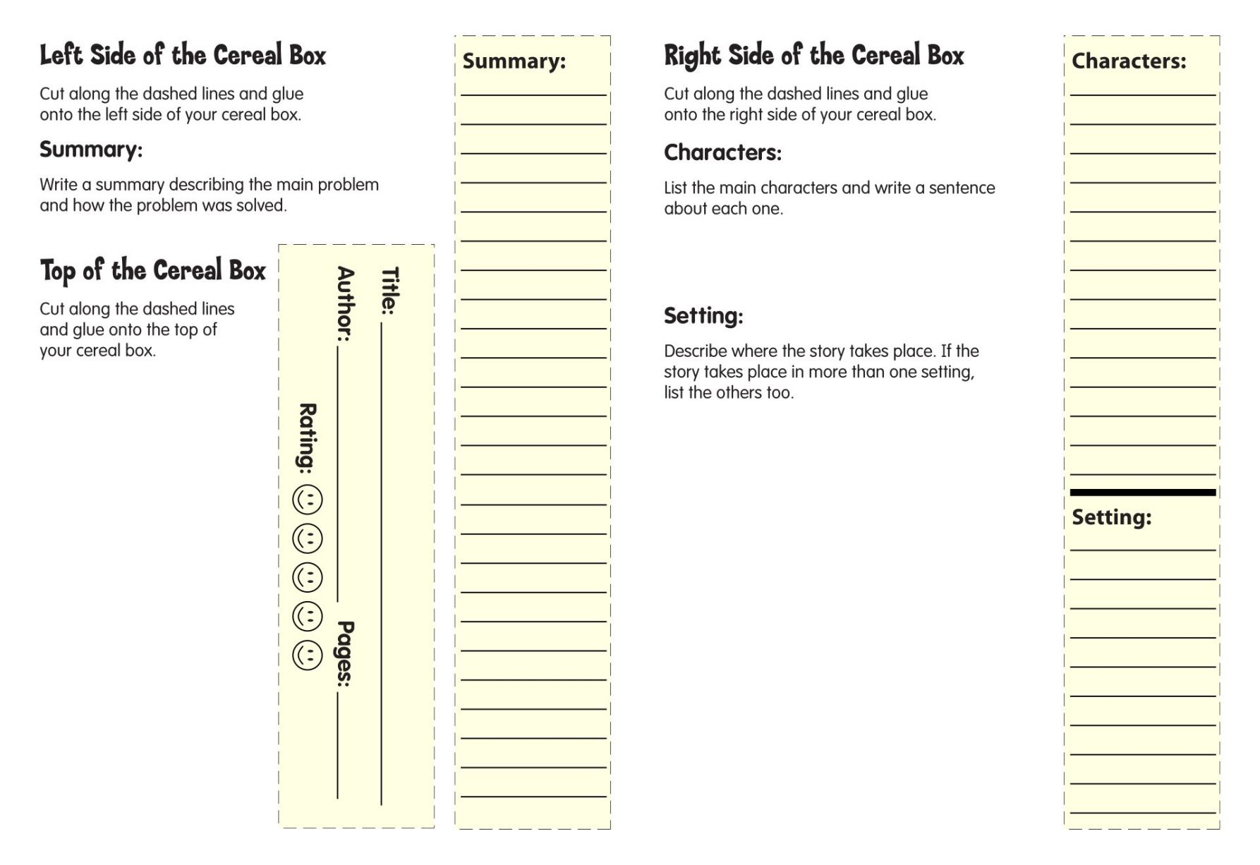 Free Cereal Box Book Report Template Doc Example