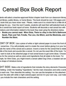 Free Cereal Box Book Report Template Excel Sample