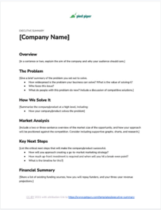 Free Executive Summary Report Example Template