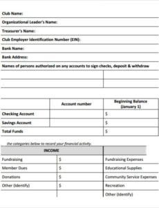 Free Monthly Non Profit Treasurer Report Template