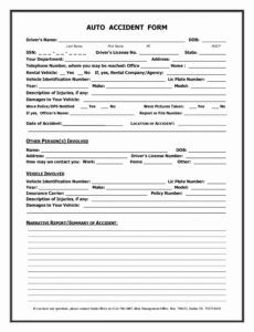 Free Motor Accident Report Form Template Excel Sample
