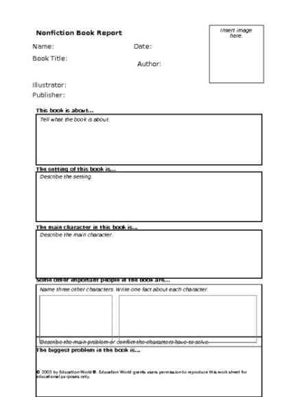 Free Non-Fiction Book Report Template  Example