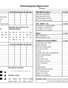 Free Pre Kindergarten Report Card Template Excel
