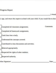 Free Student Weekly Progress Report Template Excel Sample