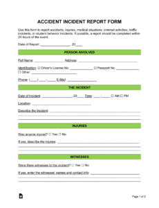Free Vehicle Accident Report Form Template Doc Sample