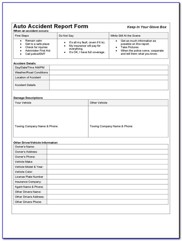 Free Vehicle Accident Report Form Template Pdf Sample