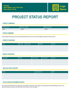 Multiple Project Status Report Template Word Sample