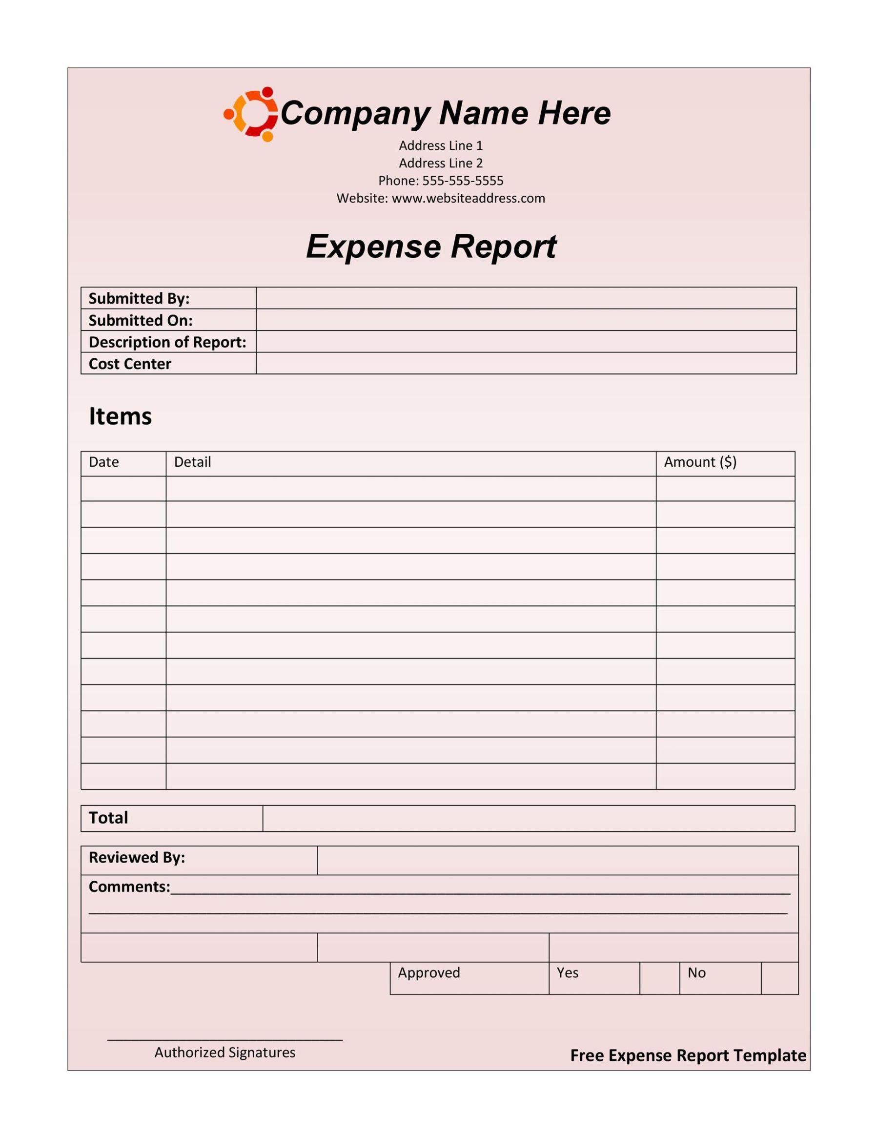 Printable Expense And Income Report Template Word Example
