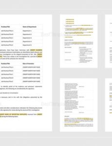 Printable Hr Investigation Summary Report Template Pdf