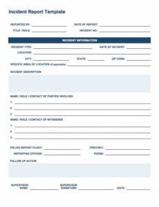 Printable It Security Incident Report Template Word