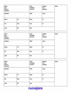 Printable Nursing Shift Change Report Template  Example