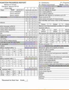 Printable Pre Kindergarten Report Card Template Pdf