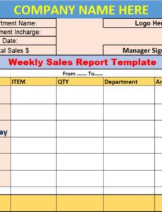 Printable Sales Rep Weekly Report Template Excel Sample
