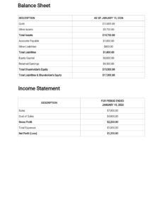 Printable Small Business Financial Report Template Pdf