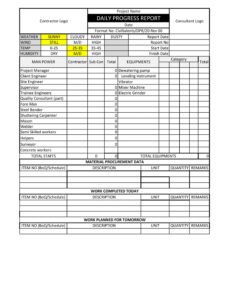 Professional Construction Project Daily Report Template  Example