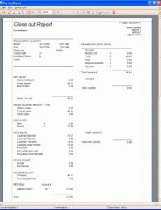 Professional End Of Day Cash Register Report Template Pdf Sample