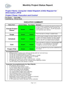 Professional Executive Project Status Report Template Pdf