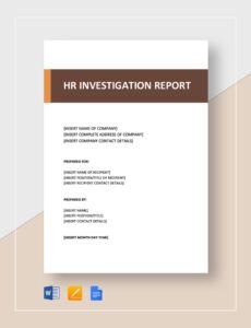 Professional Hr Investigation Summary Report Template Word