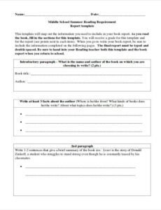 Professional Middle School Book Report Template Doc