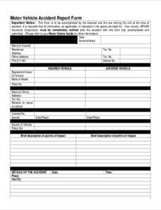 Professional Motor Accident Report Form Template Pdf Sample