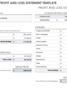 Professional Profit And Loss Report Template Doc