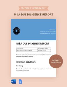 Acquisition Due Diligence Report Template