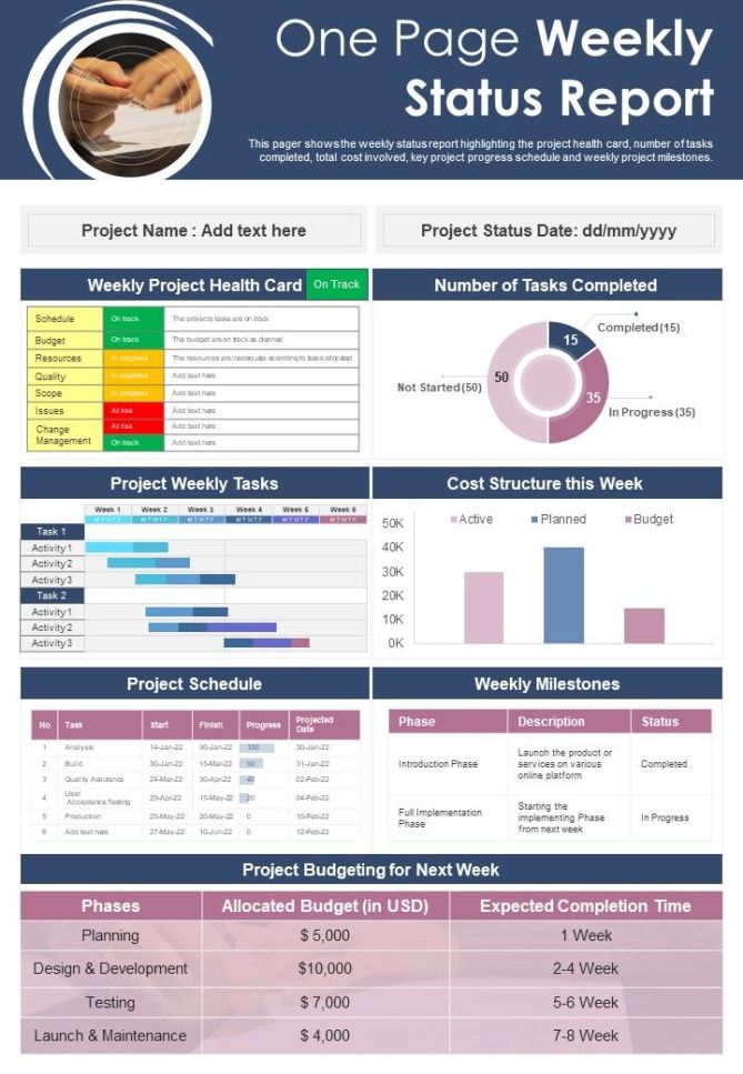 Free Agile Weekly Status Report Template Pdf Example