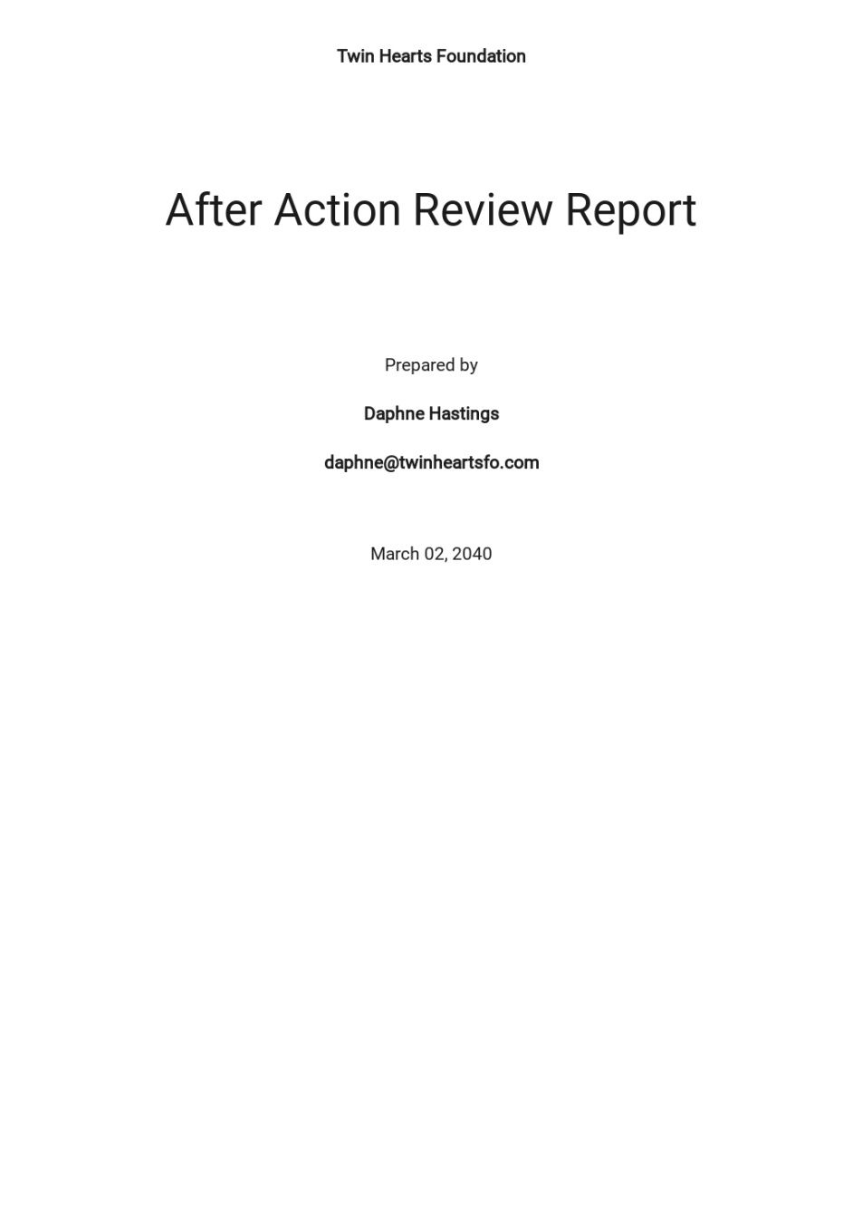 Professional After Action Review Report Template