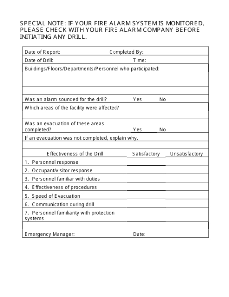 Annual Fire Alarm Inspection Report Template  Sample