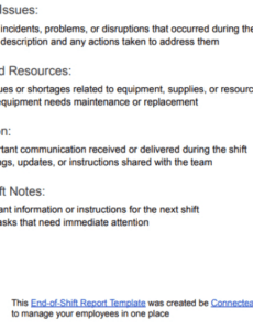 Best Change Of Shift Report Template Doc Sample