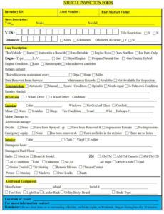 Blank Annual Vehicle Inspection Report Template Excel Sample