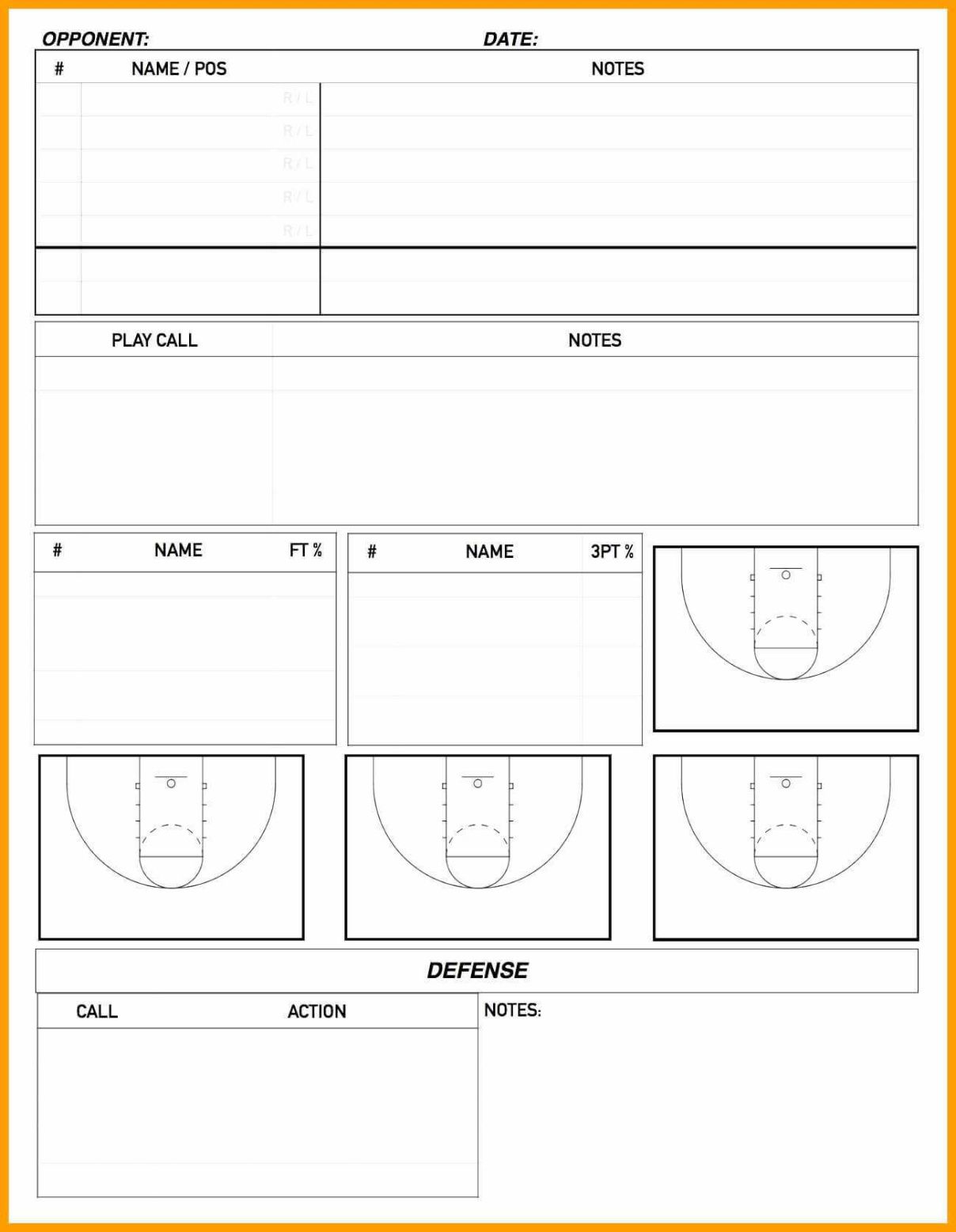 Blank Basketball Player Scouting Report Template  Sample