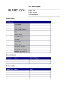 Blank Close Out Visit Report Template Doc Sample