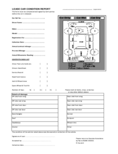 Commercial Vehicle Condition Report Form Template Word Sample