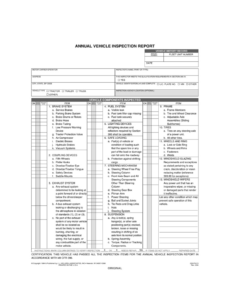 Free Annual Vehicle Inspection Report Template Pdf