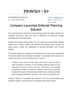 New Office Press Release Template Excel Sample