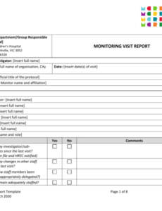 Printable Close Out Visit Report Template Doc Sample